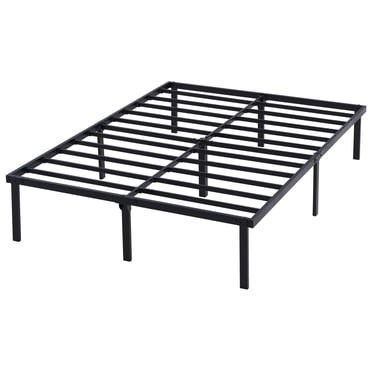 Cadre de lit plateforme en acier à lattes robustes Mainstays Queen 14" avec espace de rangement sous le cadre, sans sommier requis, noir