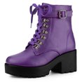 thumbnail image 1 of Unique Bargains Bottes de Combat à Cheville à Plateforme à Talon Épais pour Femmes, 1 of 6