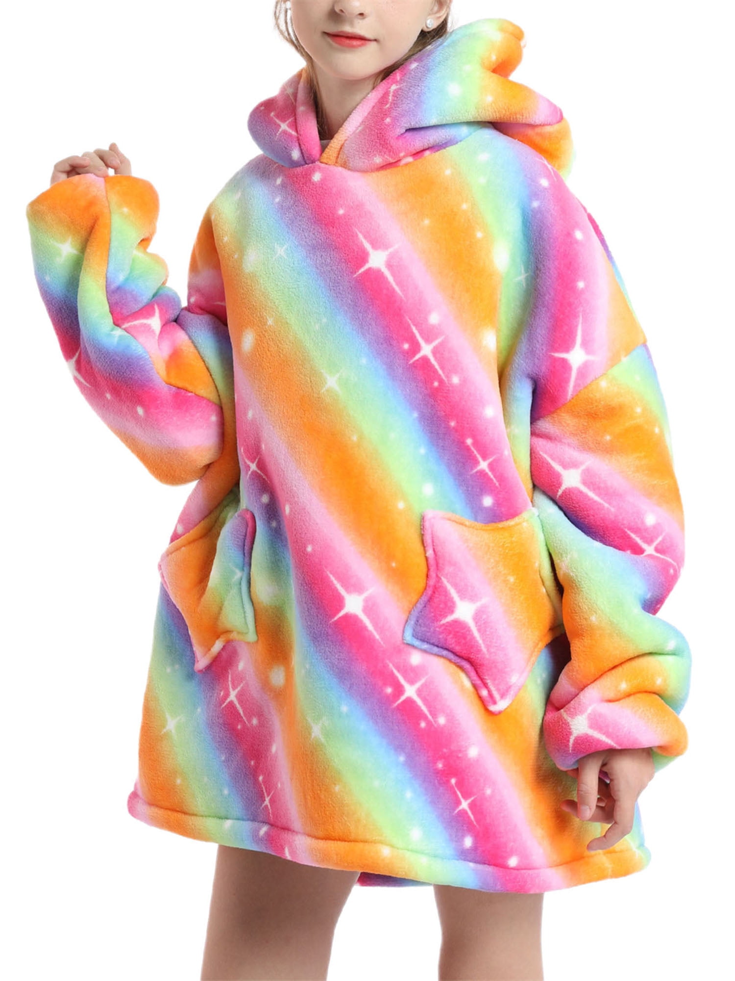 Faithtur Universal Warm Hooded Sweater Fashion Printing Mink Wool Home Clothes