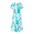 thumbnail image 4 of Robes pour Femmes 2024 Été Surdimensionnée Décontractée à Manches Courtes Col Rond Robe Décontractée Fluide à Étages Maxi Robe de Plage avec Poches Robe à Imprimé Plume Rabais de 50 % Liquidation!, 4 of 6