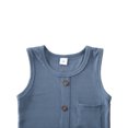 thumbnail image 3 of SUNSIOM Baby Summer Romper, Solid Sleeveless Button Closure Ribbed Jumpsuit, 3 of 10