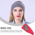 thumbnail image 3 of Crochet Headbands Winter Leaves Pattern with Rhinestones Elastic Head Protector Wide Warm Chunky Hair Accessories for Girls Fushcia, 3 of 8
