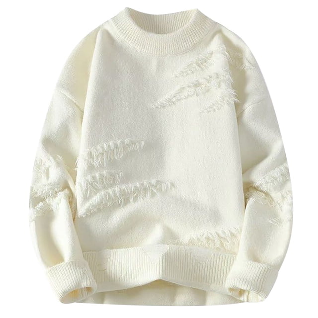 GigrtiJin Men's Winter Casual Sweater Round Neck Solid Color Long Sleeved Sweaters Fashion Comfy Pullover Tops