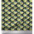 thumbnail image 1 of Soimoi Satin Silk Fabric Bird,Palm Tree & Sun Nature Printed Fabric 1 Yard 42 Inch Wide, 1 of 3