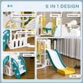 thumbnail image 4 of Qaba 6-in-1 Slide and Swing Set with Basketball Hoop, Climber, Yellow, 4 of 10