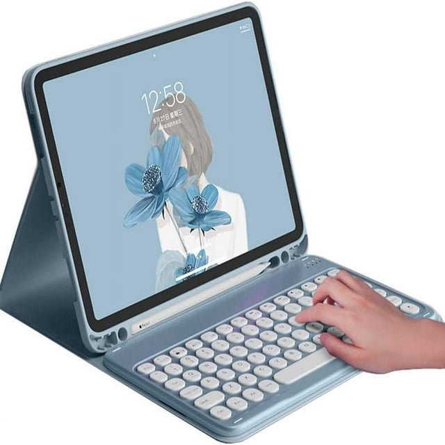 CUITING 2021 New iPad 9 iPad 8 iPad 7 10.2” Air 3 Pro 10.5 键盘保护套 Cute Round Key Color Wireless Keyboard Detachable BT Keyboard Cover for iPad 9th 8th 7th Air 3rd Generation