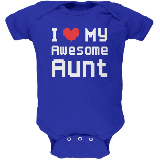 I Heart My Awesome Aunt 8 Bit Pixel Royal Soft Baby One Piece