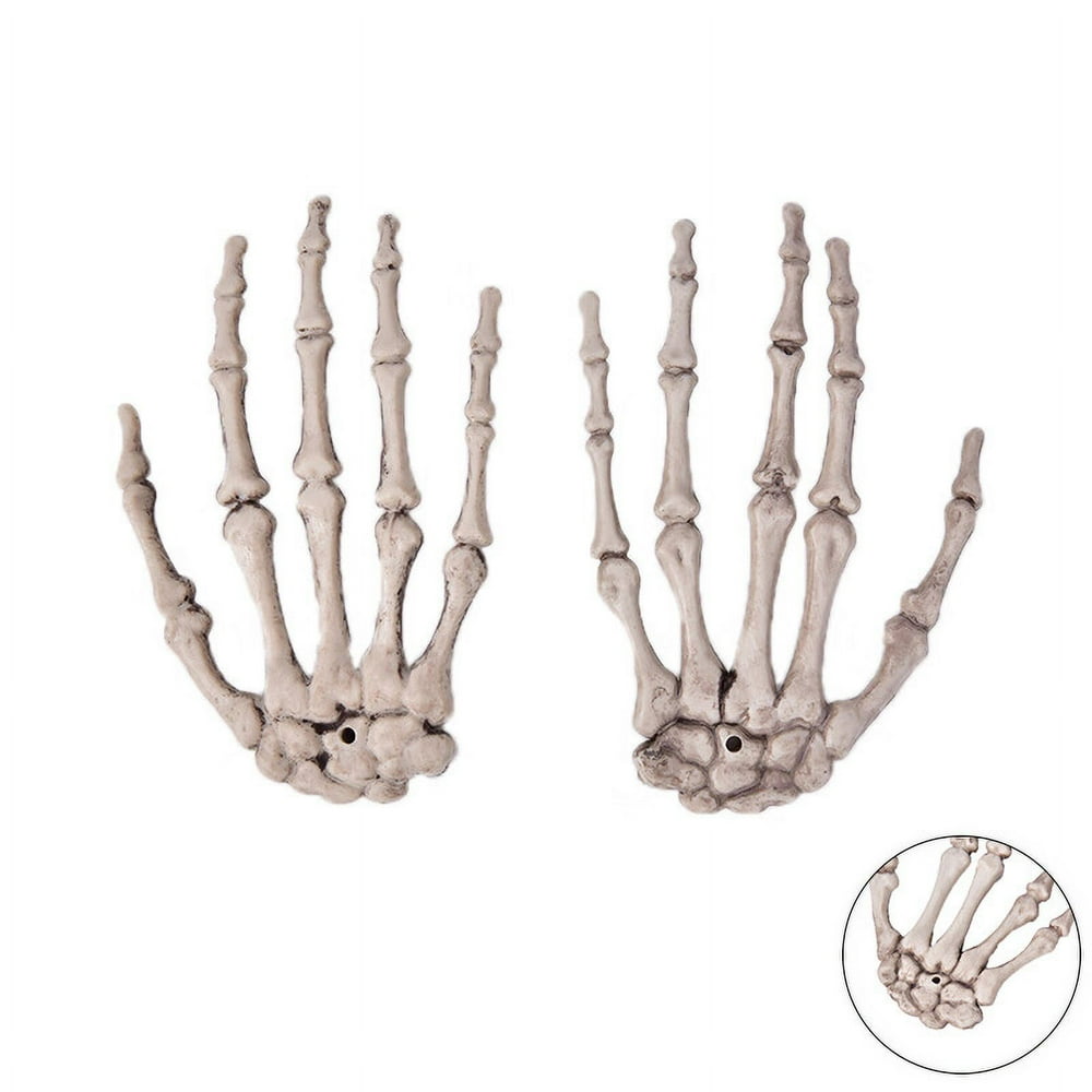 Random 1 Pcs Halloween Crâne Squelette Humain Main Os Zombie Partie Terreur Adulte Effrayant Accessoires