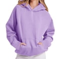 thumbnail image 2 of MeetoTime Fall Long Sleeve Hooded Sweatshirt for Women Fleece Oversized Pocket Hoodie Pullover Tops, 2 of 6