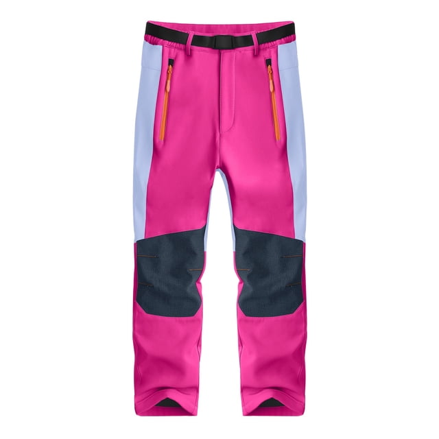 LIJCC Garçons Filles Pantalons de Neige Épais d'Hiver Isolés Coquille Souple Randonnée Planche à Neige Pantalons Doublés en Molleton Fermeture Éclair Bas Jambe Ski Pantalons de Neige Ados Enfants Pantalons d'Extérieur