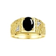 thumbnail image 1 of RYLOS Men's Rings 14K Yellow Gold Designer Nugget Ring Oval 9X7MM Gemstone &  Diamonds  Cabochon Onyx Birthstone Rings For Man Size 12, 1 of 7