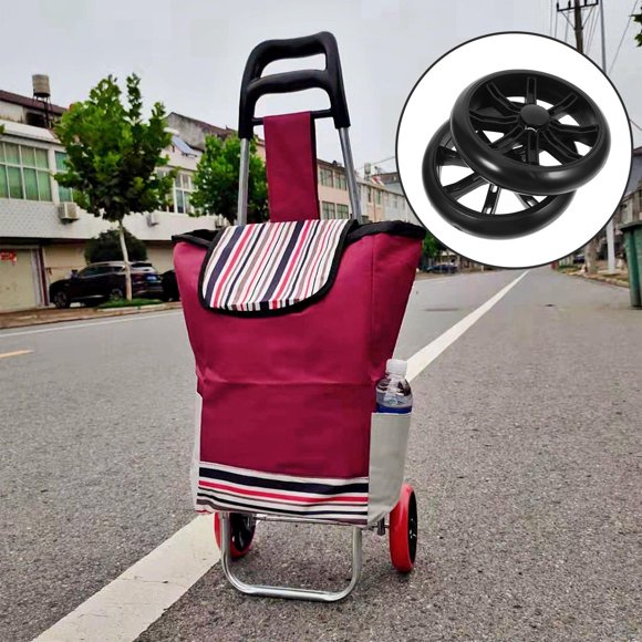 USHOBE 2Pcs Black Replacement Cart Wheels for Utility Laundry and Shopping Carts with Sturdy Climbing Design
