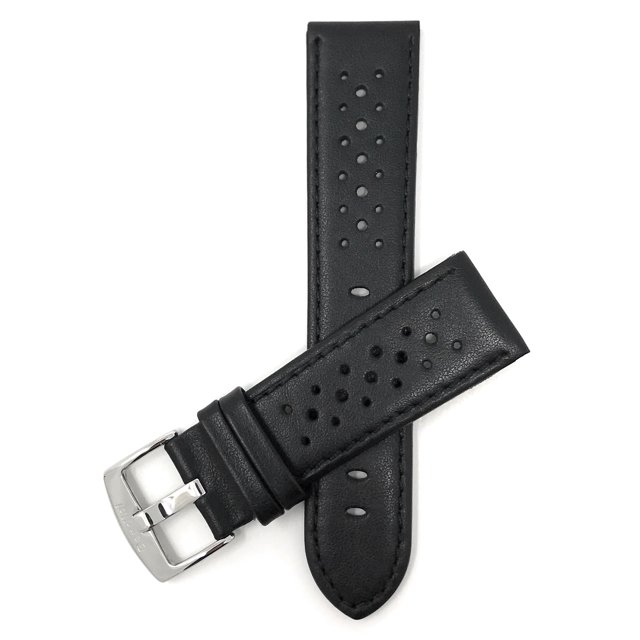 Extra Long (XL) 20mm GT Rally Perforated Leather Watch Strap Band, Stainless Steel Buckle