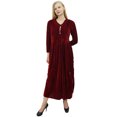 thumbnail image 2 of Phagun Robe Maxi Ample Bordeaux à Manches Longues pour Femme, Décontractée avec Poches-6, 2 of 5