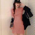 thumbnail image 3 of MesaSe Spring And Summer Simple Dress Fresh Slim  Neck Knitted Short Skirt, 3 of 4