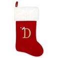 thumbnail image 1 of 20 Pouces Monogramme Bas de Noël Velours Rouge avec Blanc Super Doux Poignets en Peluche Bas Brodés, 1 of 6