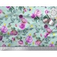 thumbnail image 3 of Soimoi Green Cotton Cambric Fabric Leaves & Ranunculus Floral Print Fabric by the Yard 56 Inch Wide, 3 of 3