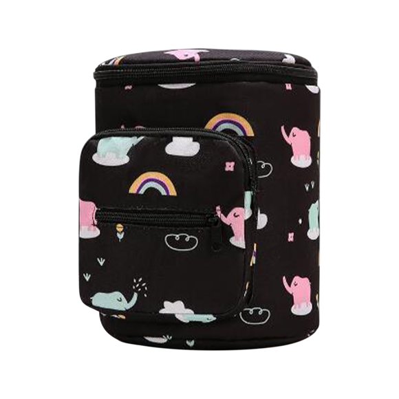 Sac de Poussette Cylindrique, Sac de Rangement Suspendu à la Mode à Grande Capacité pour Poussette de Bébé, Organisateur Léger avec Porte-Bouteilles, Sac de Transport Polyvalent pour Voyage, Lit de Bébé et Chaise de Salle à Manger