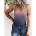 thumbnail image 4 of Women Ribbed Knit Sleeveless Top, Button Front Basic Camisole Scoop Neck Casual Stretchy  for Daily Gradient Blue,Gradient Pink,Gradient Red,Gradient Purple,Pink Blue,Black White, 4 of 6