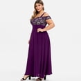 thumbnail image 4 of Babysbule Robes pour Femmes Liquidation Femmes Grande Taille Épaules Dénudées Dentelle Florale Maxi Fête Soirée Camis Longue Robe, 4 of 5