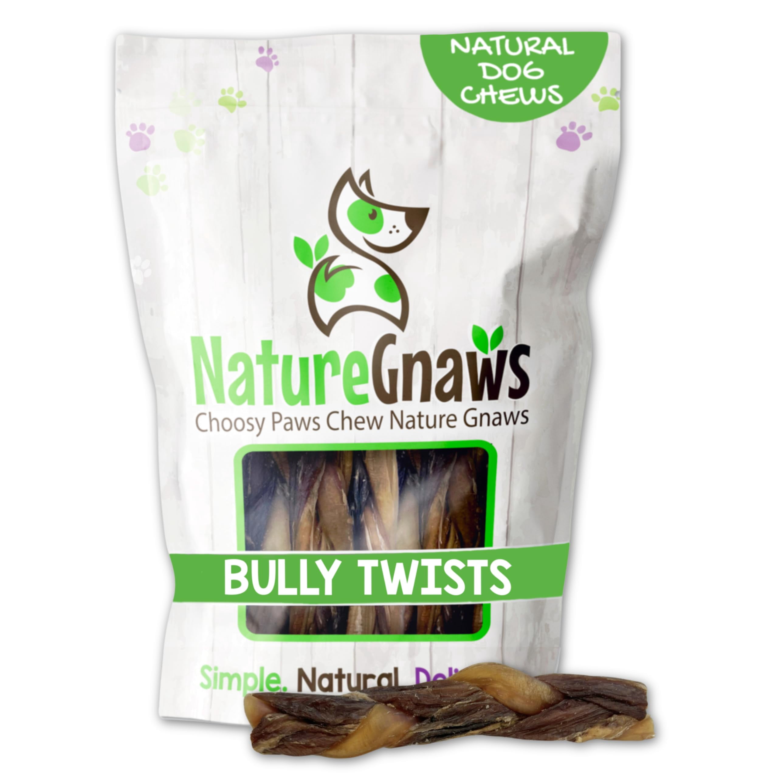 Nature Gnaws Braided Bully Twists for Dogs 5-6"" (10 Count) - Long Lasting for Small and Medium Dogs - Natural Beef Dog Chew Bones
