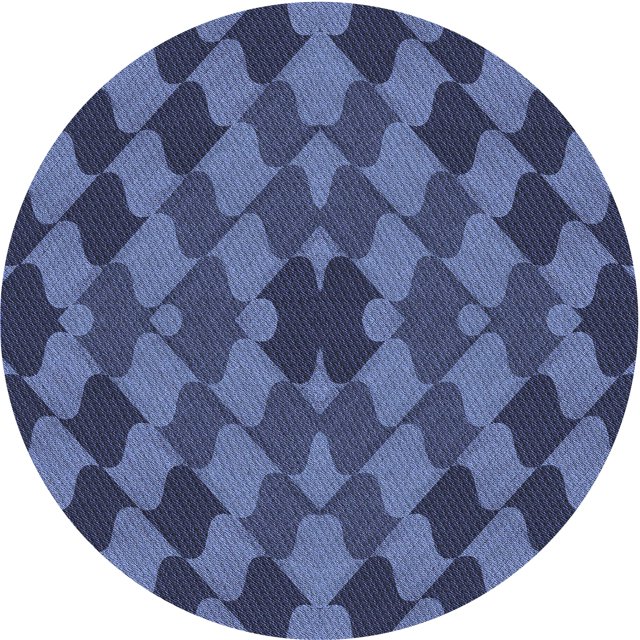 Ahgly Company Tapis d'Intérieur Ronds Transitionnels Bleus Lavables à la Machine, 3 Pieds Rond