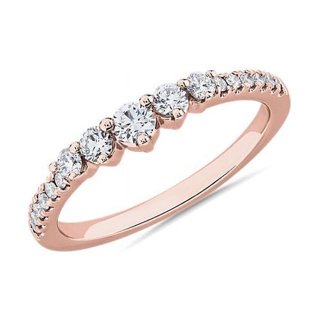0,35 Ct P.t. Forme Ronde Diamond Naturel Dernier Design Alliance Éternité pour Femmes Or Rose Massif 18K Taille 8