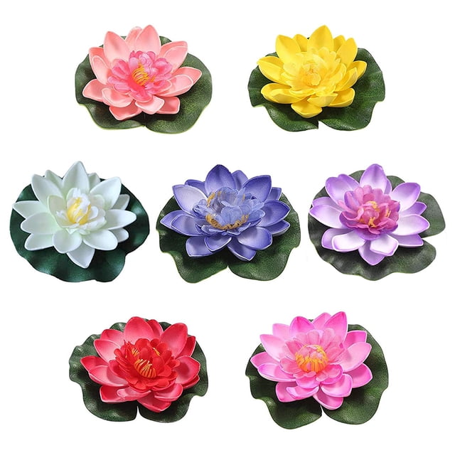 MasteelfCA 7pcs Artificial Lotus Decors Pool Water Surface Lotus Decors Fake Lotus Decors