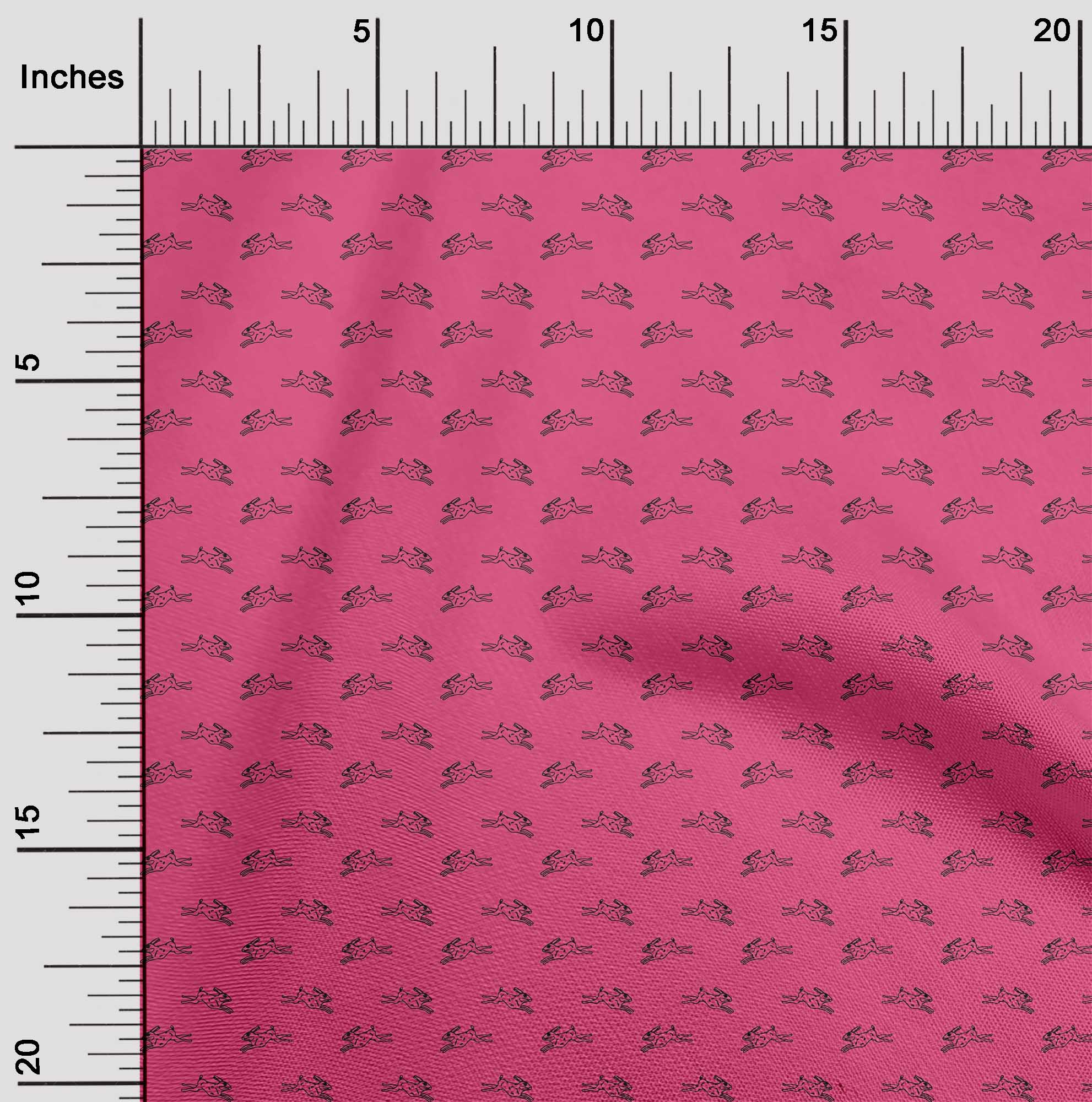 oneOone Cotton Poplin Pink Fabric Rabbit Animal Dress Material Fabric Print Fabric By The Yard 56 Inch Wide