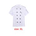 thumbnail image 3 of Chef Coat Short Sleeve with Buttons Pockets Cook Jacket Chic Cooking Work Wear Uniform Costume for Restaurant Hotel Cafe Kitchen White XL, 3 of 7