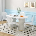 thumbnail image 4 of Costway Metal Dining Chair Set of 4 Armless Kitchen Hollowed Backrest & Metal Legs White, 4 of 10