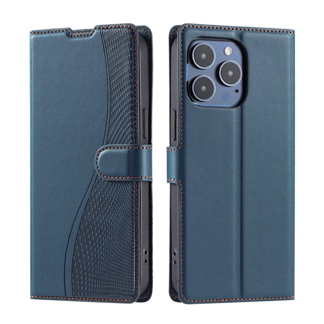 iPhone 16 PRO Étui, Portefeuille en Cuir Pu à Rabat Porte-Cartes Support Magnétique