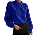 thumbnail image 1 of CEHVOM Mode Femmes Couleur Unie Manches Longues Chemise Confortable Respirante Hauts Liquidation, 1 of 6