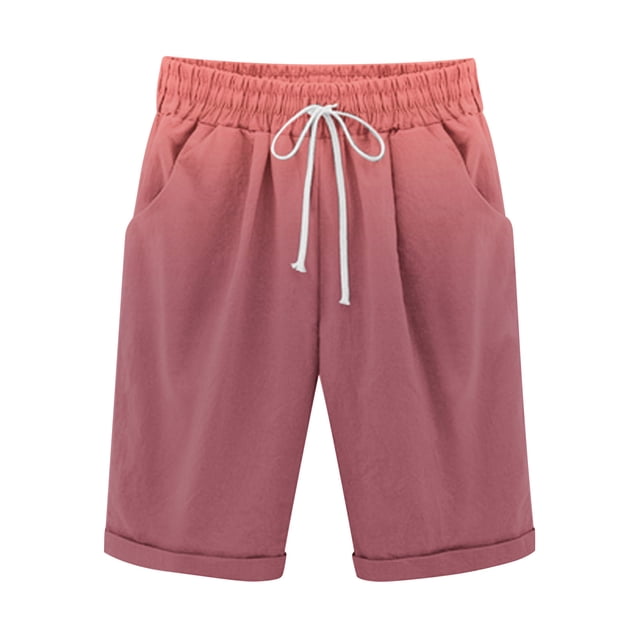 Plebaso Men's Stylish Shorts Gradient Color Summer Beach Shorts Drawstring Casual Knee Length Shorts