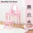 thumbnail image 3 of QinaQin Girl's Dressing Table Set with Mirror and Stool - Wooden Dressing Table, Adjustable Dressing Game Set with Storage Space, Perfect Birthday Gift for Girls Aged 4-9, 3 of 6