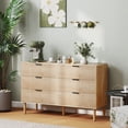 thumbnail image 2 of HOMCOM Commode, Commode à 6 Tiroirs avec Panneaux Cannelés, Chêne, 2 of 10