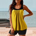 thumbnail image 4 of RKSTN Tankini Swimsuits for Women Summer Fashion Solid ColorConservative Two Piece Set Bathing Suits with Boyshorts Loose Plus Size Round Neck Sleeveless Pleated Swimsuits, 4 of 5