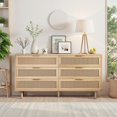 thumbnail image 1 of Armoire de Rangement Moderne en Rotin Naturel à 6 Tiroirs Polyvalente avec Grand Espace de Rangement pour Chambre et Salon (59,06 Pouces Naturel), 1 of 9