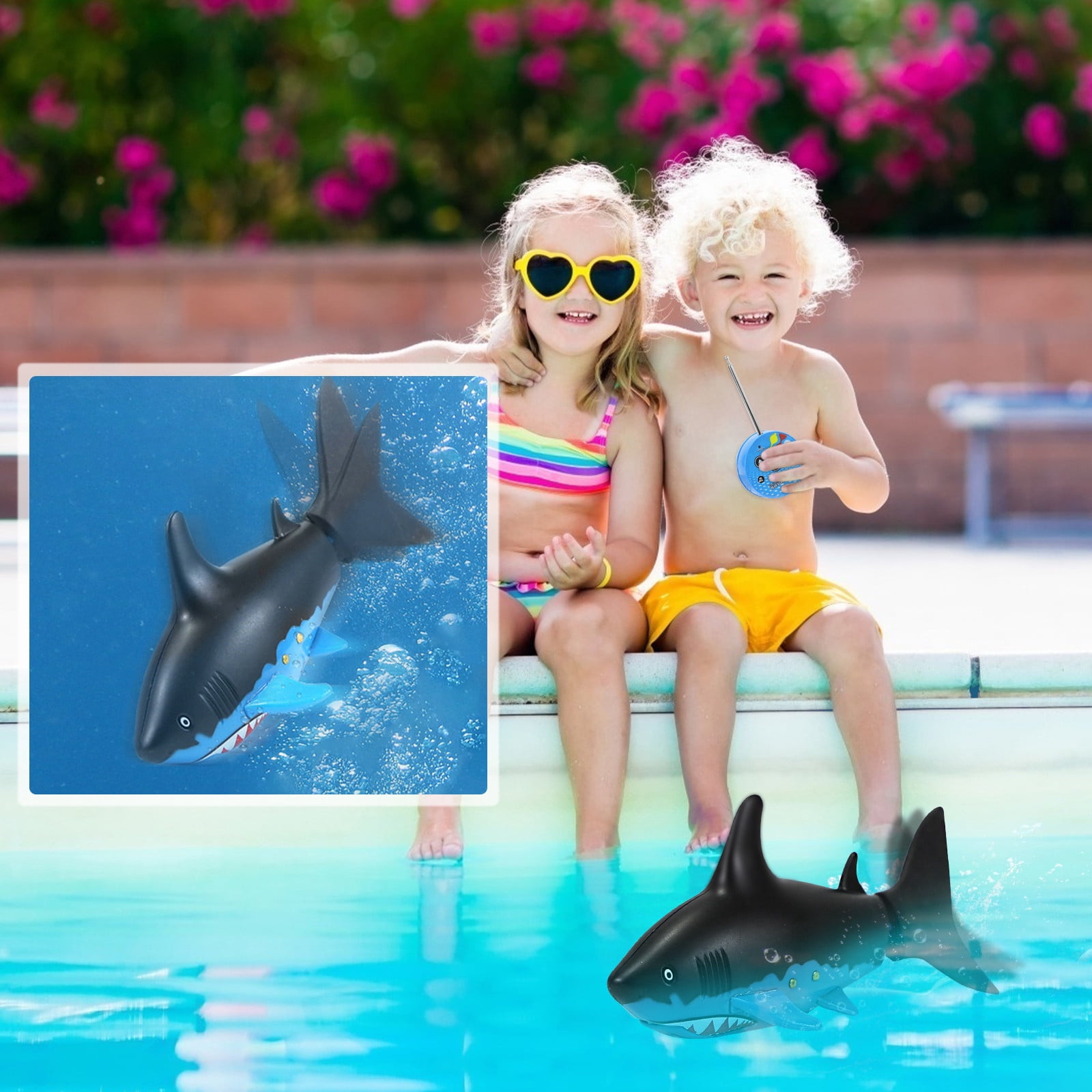 Funmo Bateau Télécommandé Mosasaure 2,4 GHz, Jouet Aquatique Électrique Dinosaure avec Lumière LED et Recharge USB, Cadeau pour Garçons et Filles à Partir de 8 Ans (A