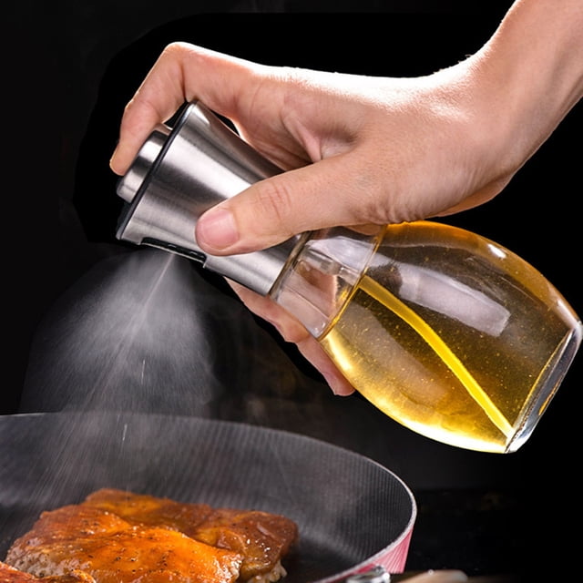 Oleegame 1PC Kitchen Tool Sprayer Olive Oil 200ML Cooking Spray Glass Bottle Oil Bottle Clear