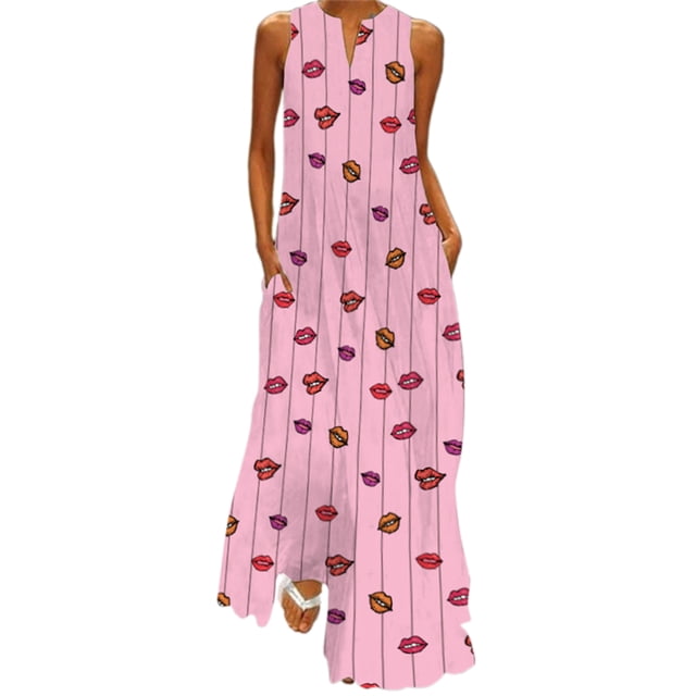 Innerwin Longues Robes Maxi à Imprimé Floral pour Femmes, Robe d'Été de Plage, Vacances, Sans Manches, Robe Débardeur Hawaïenne, Style R m