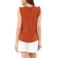 thumbnail image 3 of INSPIRE CHIC Women's Sleeveless Work Blouses Ruffled Pleated Chic Tops Dark Orange L, 3 of 7