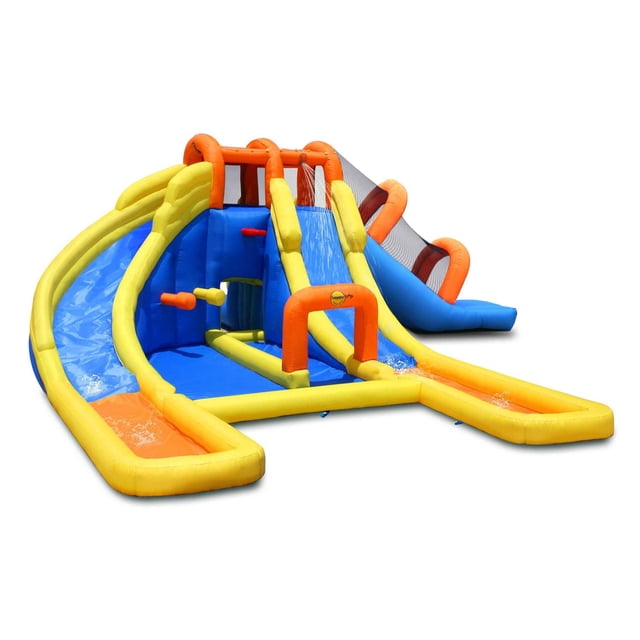 Happy Hop Mini Water Park Inflatable Bouncer – Outdoor Play Center for Ages 3+, Up to 5 Kids