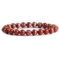 thumbnail image 1 of Bracelet Extensible Unisexe en Perles Rondes de 8 mm en Jaspe de Rivière Rouge Naturel, 1 of 2