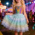 thumbnail image 2 of MIASHUI Jupe de Ballet pour Filles à Volants Patchwork pour Danse Fête Enfants Bleu, 4-5 Ans, 2 of 6