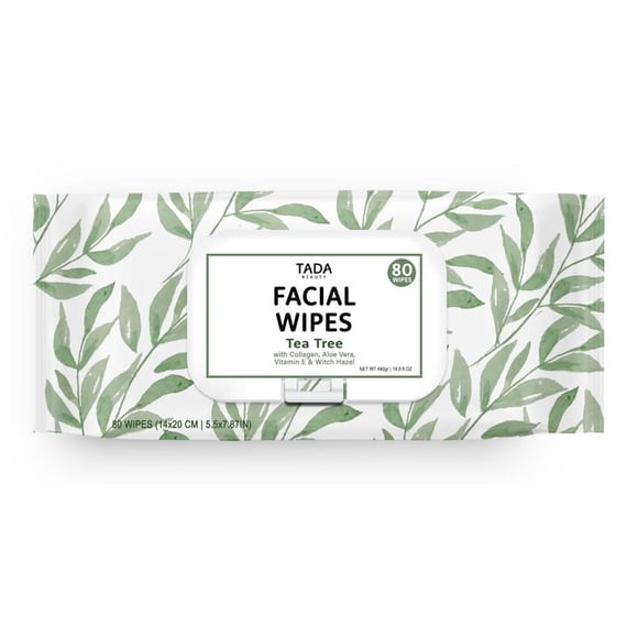 Tada Tea Tree Facial Wipes, 80ct