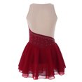 thumbnail image 4 of Oyolan Robe Tutu une Pièce de Danse Ballet pour Filles Enfants, Justaucorps de Compétition de Patinage Artistique en Maille à Empiècements, Rouge 12, 4 of 7