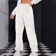 thumbnail image 2 of Timegard Plus Size Flannel Pants for Women Winter Warm Elastic Waits Wide Leg Pants Comfy Solid Color Fuzzy Trousers, 2 of 6