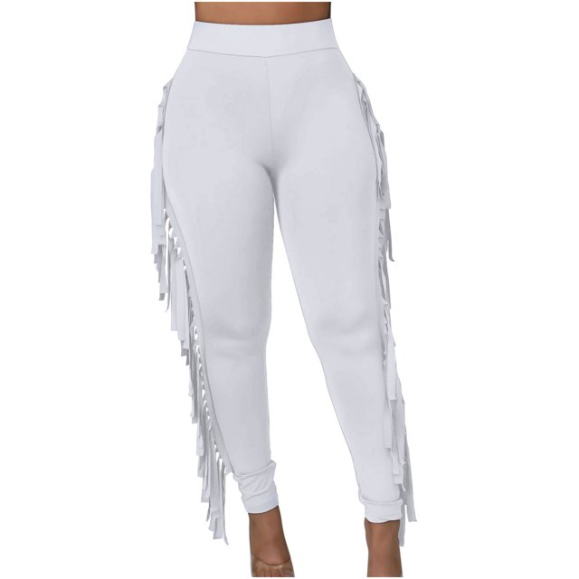 Birdeem Pantalon Aguichant Moulant à Franges pour Femmes