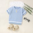thumbnail image 4 of B91xZ Grands T-Shirts pour Filles Manches Courtes Col Rond T-Shirt Résistant pour Enfants, Bleu Clair 0-3 Mois, 4 of 5
